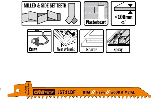 Reciprocating saw blades 150 mm BIM Heavy