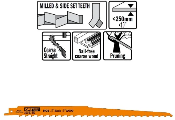 Reciprocating saw blade 300 mm HCS Basic