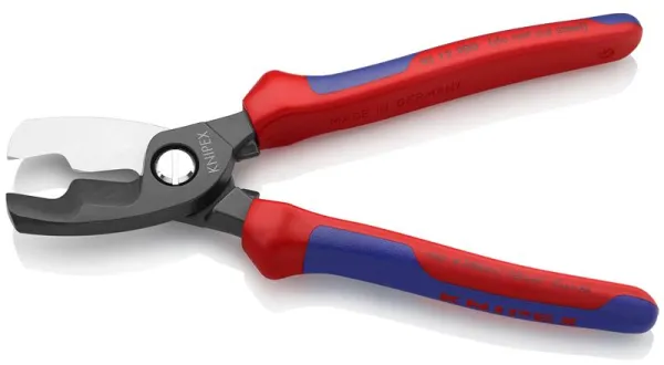 Knipex Cable Cutter with double edge, burnished, with multi-component handle 200 mm