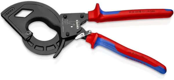 Knipex Cable Cutter (Ratchet Principle, 3-speed) black atramentised, with multi-component handle 320 mm