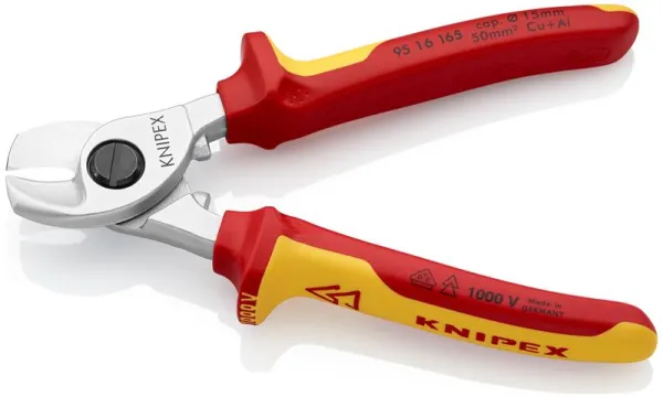 Knipex Cable Cutter chrome-plated, VDE approved 165 mm