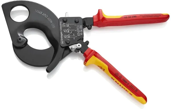 Knipex Cable Cutter (Ratchet Principle) black lacquered, VDE-approved 280 mm