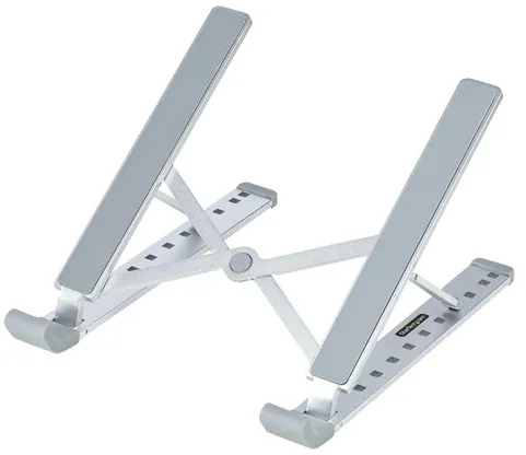 StarTech.com Foldable laptop stand, portable, height adjustable, ergonomic, ventilated aluminium frame, supports 22 lb (10 kg)