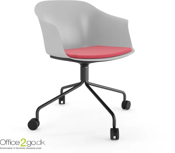 Polytone C Chair - with swivel base and castors - seat cushion